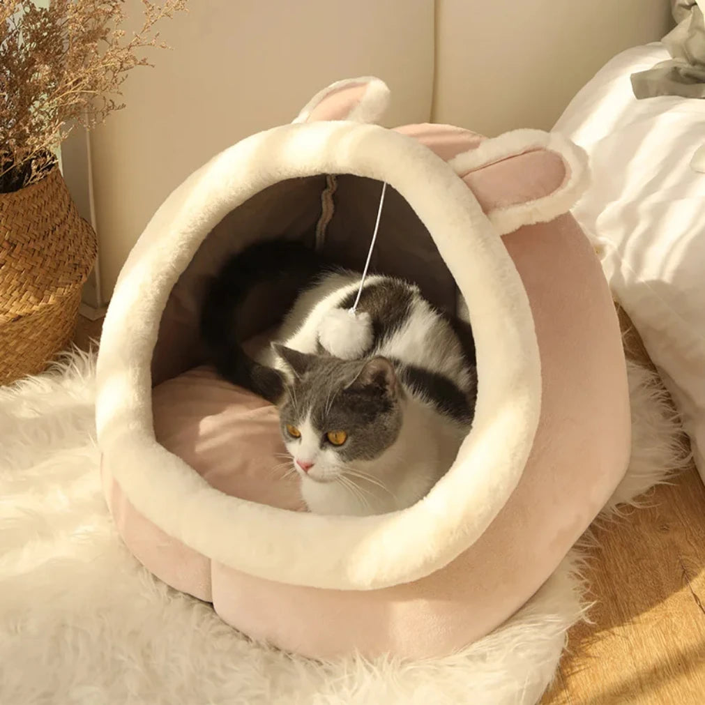 Deep Sleep Cat Bed Cartoon Pet Bed Foldable Removable Washable Pet Sleeping Bed for Small Dog Mat Bag Cave Cats Bed2025New